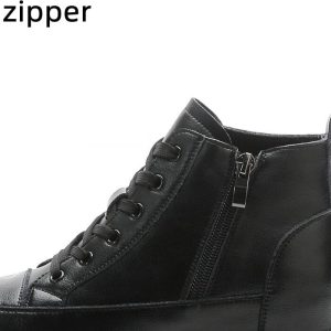 Women's Ankle Boots Winter Autumn Leather Chunky Shoe Woman Platform Height Increased Sneakers 9CM Thick Sole Wedges Black Boots - zipper black 1